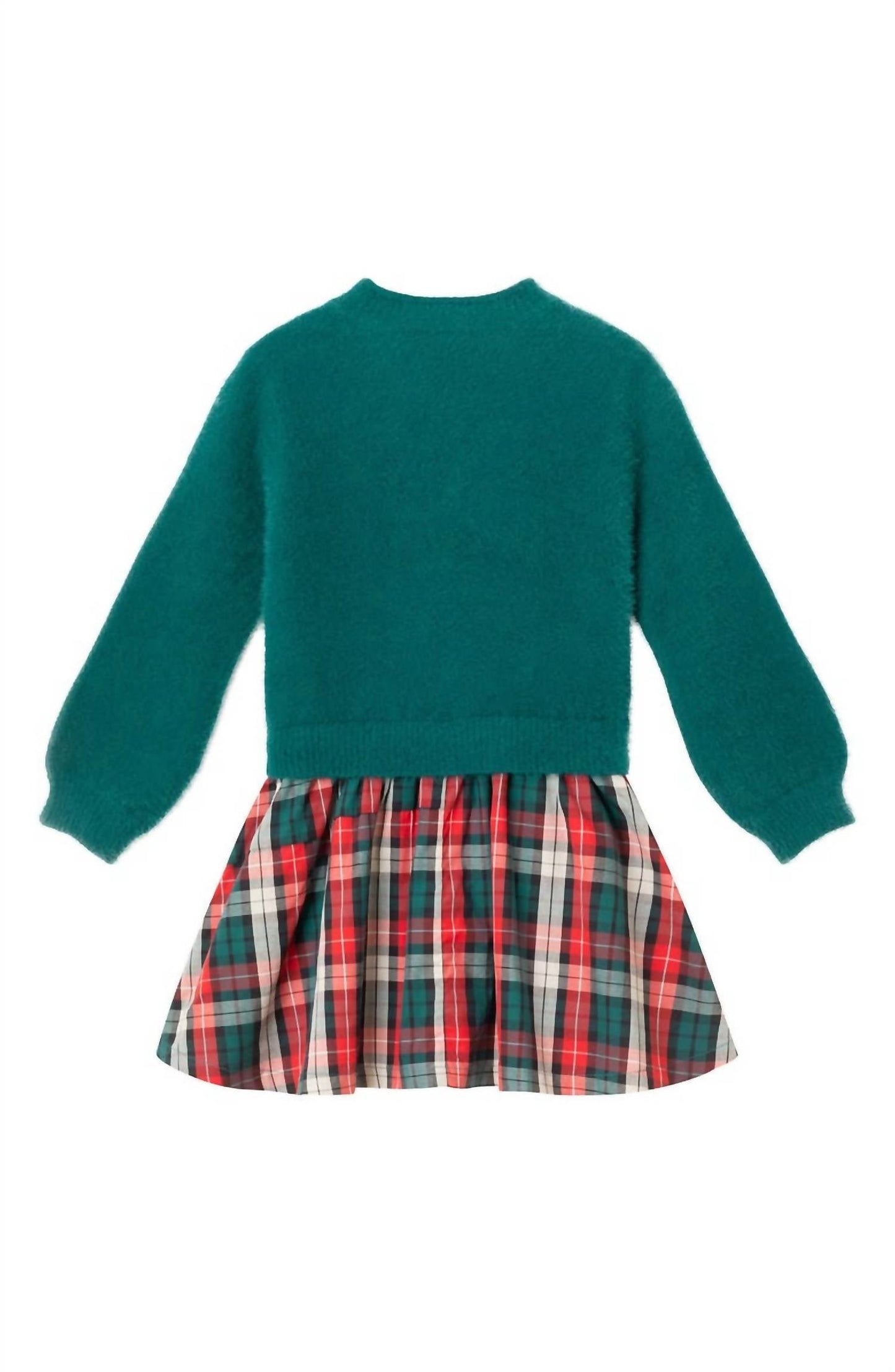 Andy & Evan - Girls Chenille Plaid Flannel Twofer Dress