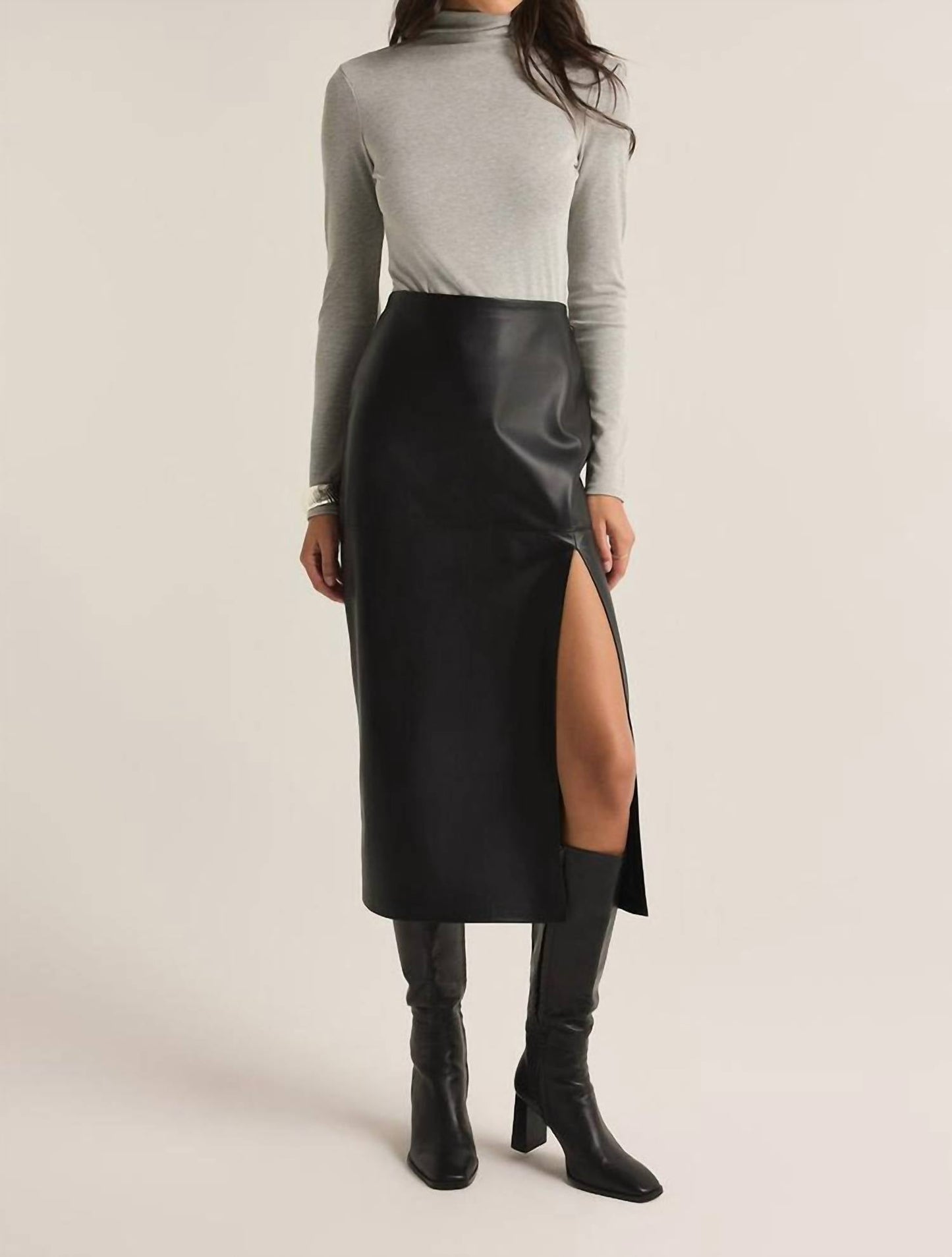 Z Supply - Metropolitan Faux Leather Midi Skirt