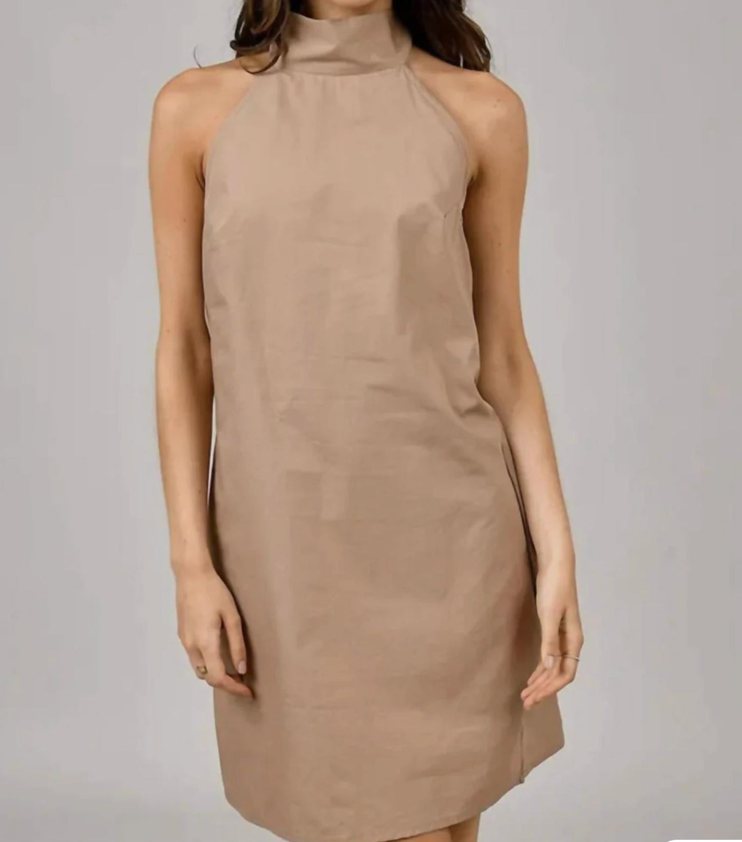 Rd Style - Mel Poplin Mock Neck Halter Dress