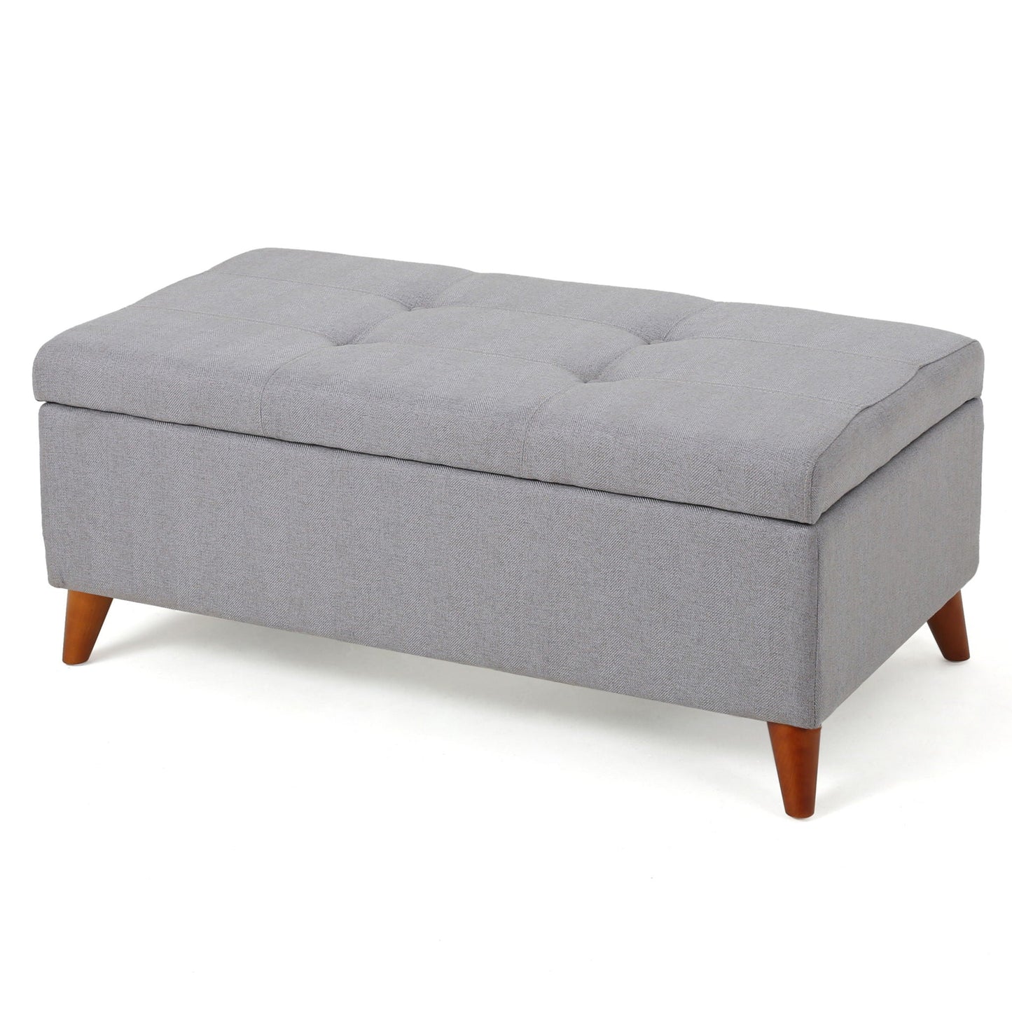 Kinetics Upholstered Storage Ottoman With Lift-Top And Button Tufted Seat - Light Gray