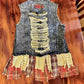 A Rare Bird - Tattered Denim Flannel Vest