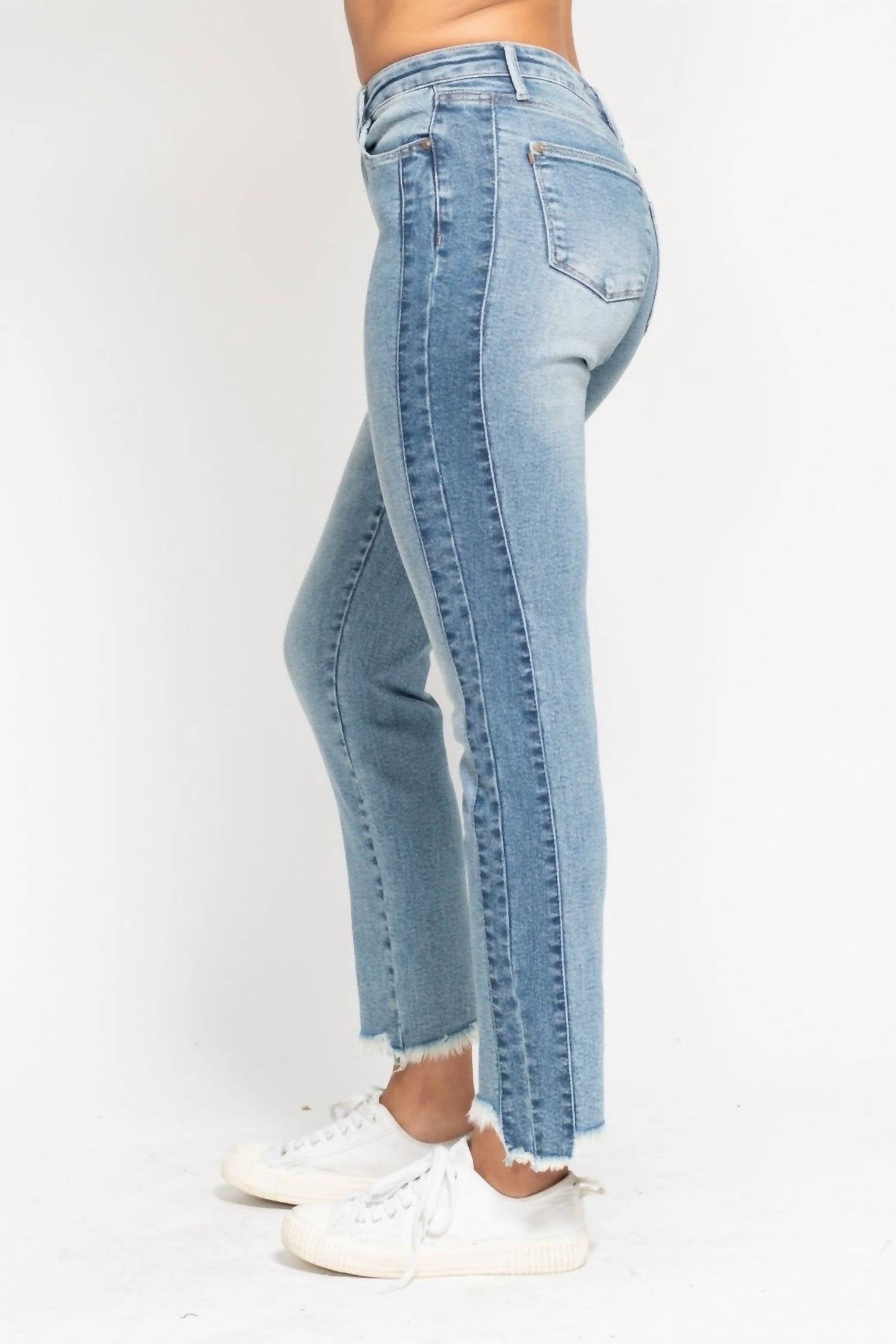 Judy Blue - Side Panel Detail With Fray Hem Slim Jean