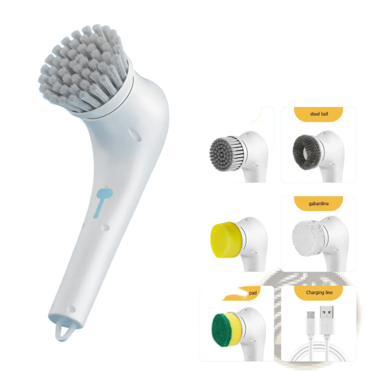 Electric Cleaning Brush Cordless Scrubber with 5 Heads