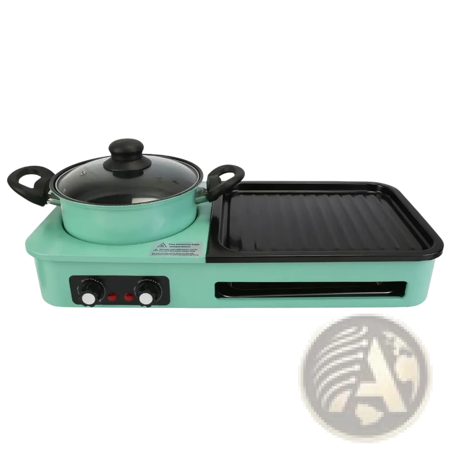 Electric Grill and Hot Pot Combo Teal 1600w Multi-cooker
