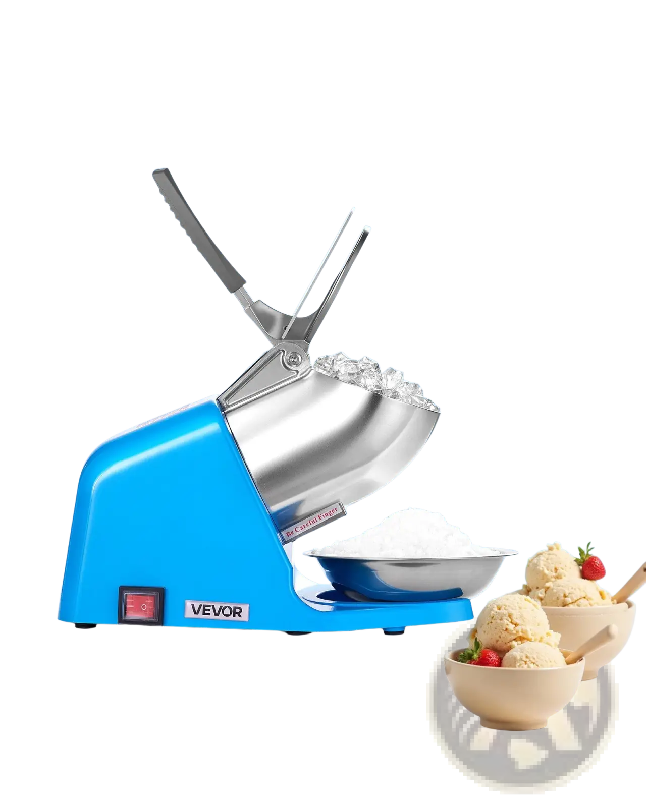 Electric Ice Crusher 286lbs/h Snow Cone Maker Blue