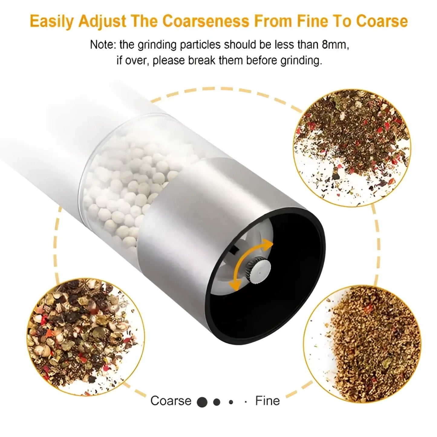 Electric Pepper Grinder Stainless Steel Mill with Light