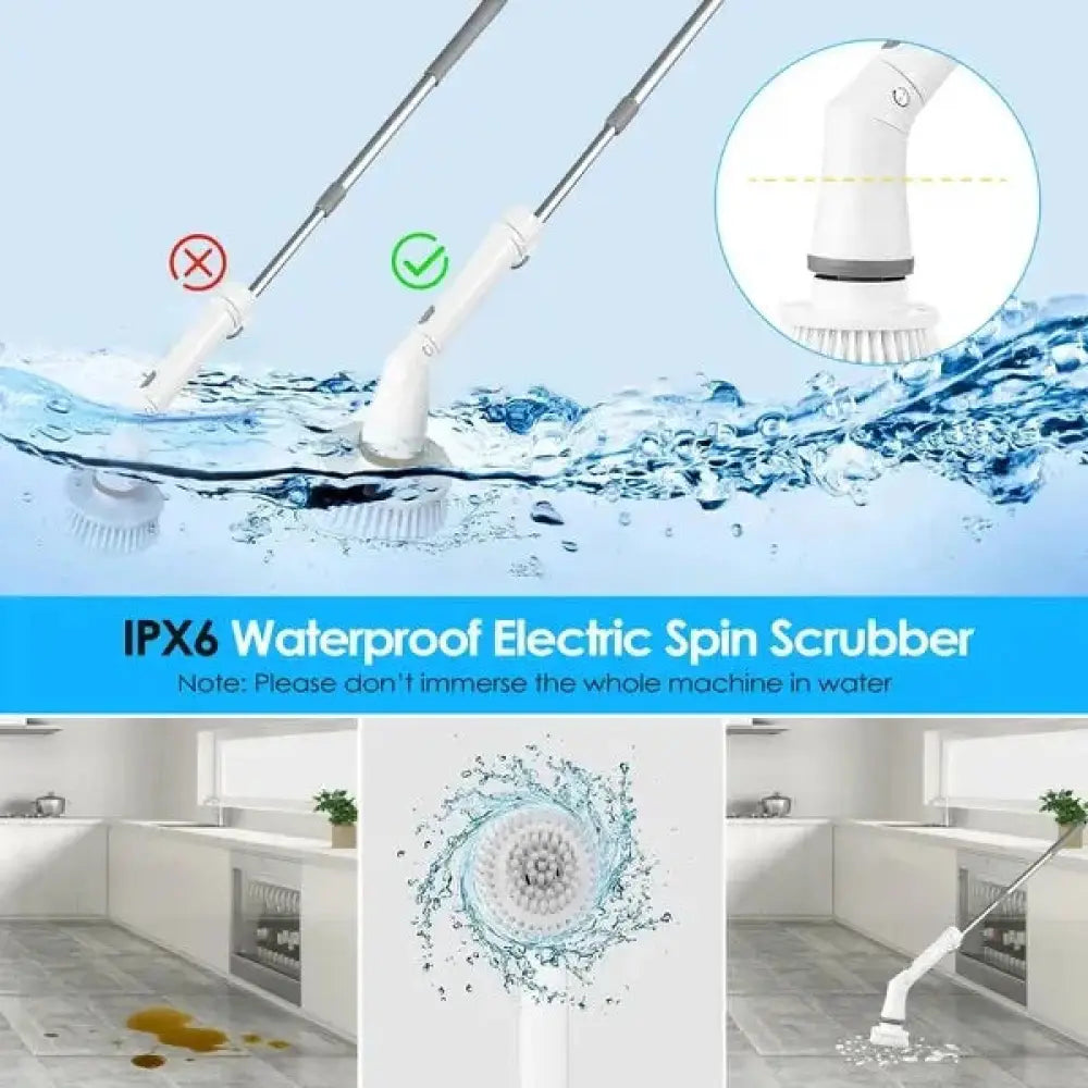 Cordless Electric Spin Scrubber with 6 Replaceable Heads