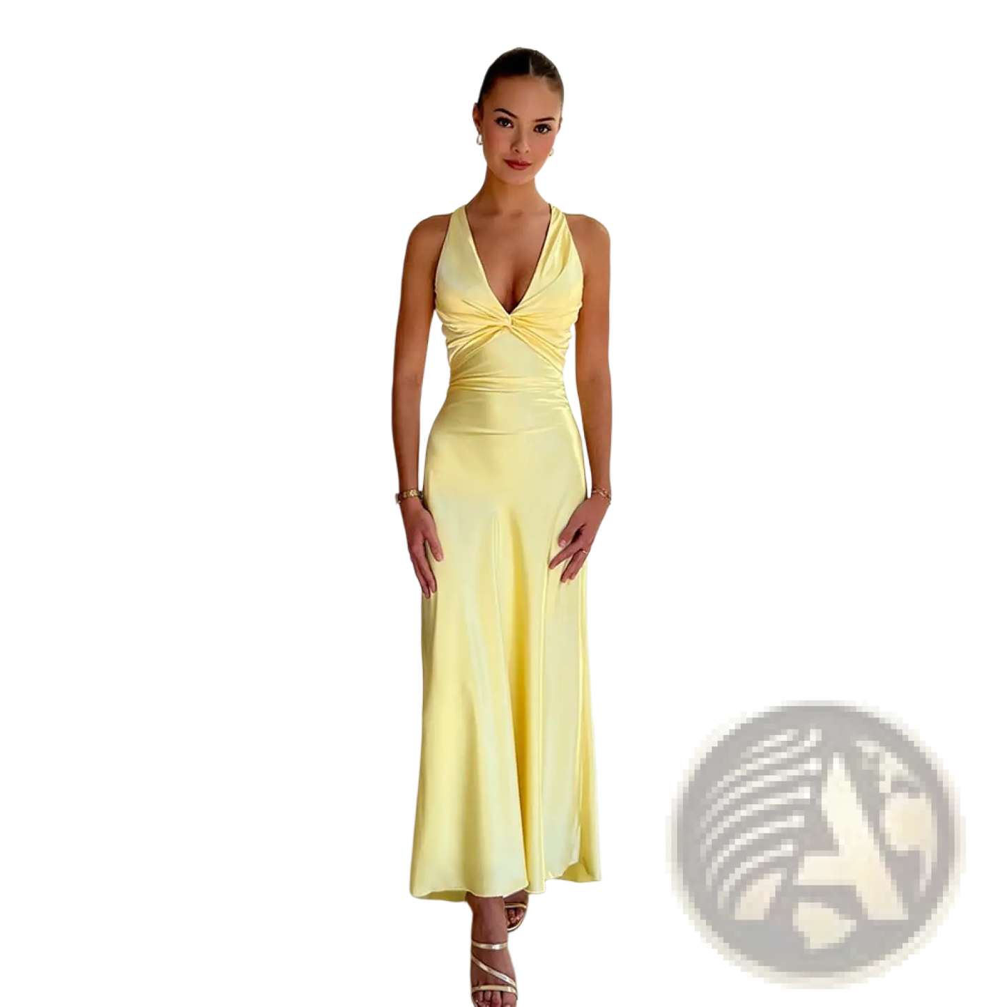 Elegant Backless Satin A-line Maxi Dress