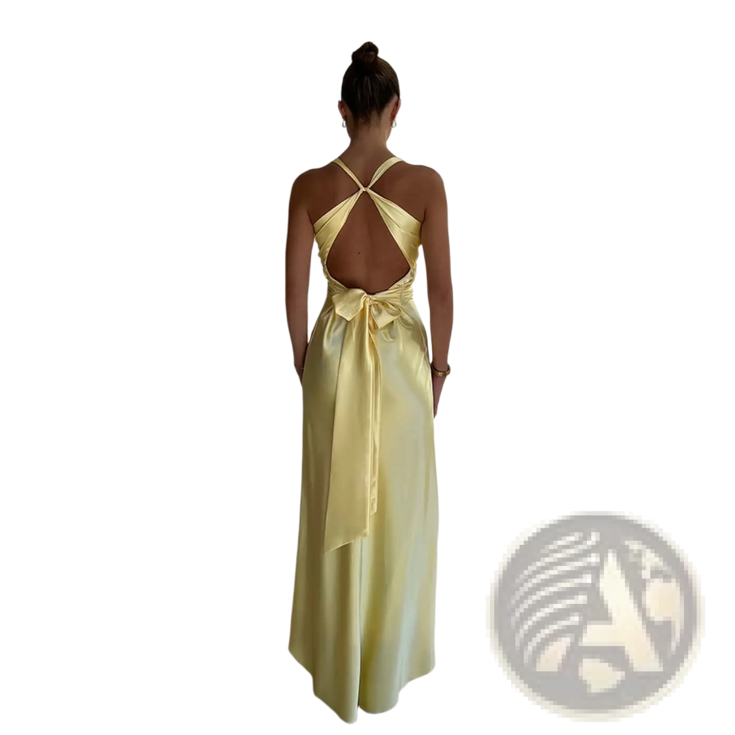 Elegant Backless Satin A-line Maxi Dress