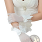 Elegant Black Lace and Satin Bow Evening Gloves