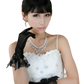 Elegant Black Lace and Satin Bow Evening Gloves