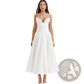 Elegant Black Strapless Flared Midi Dress