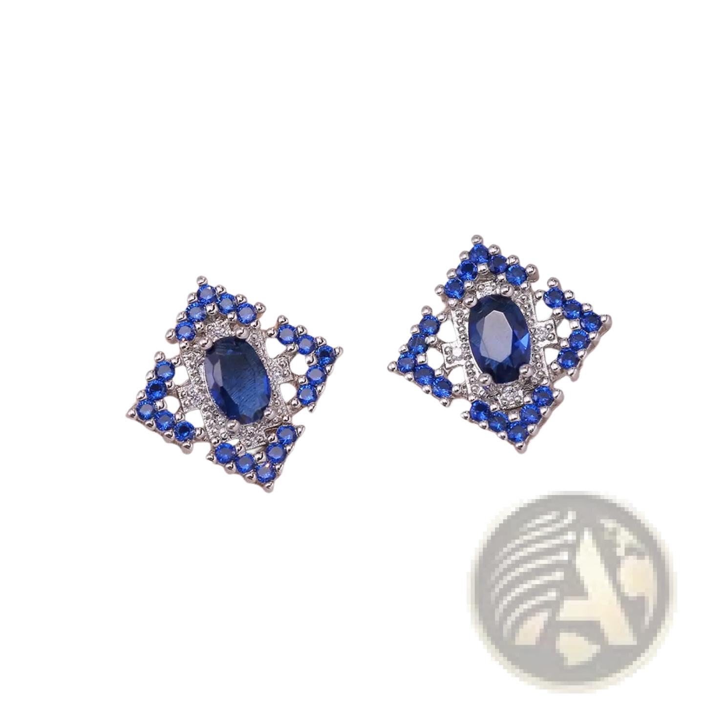 Elegant Blue Zircon Flower Jewelry Set with Titanium Chain