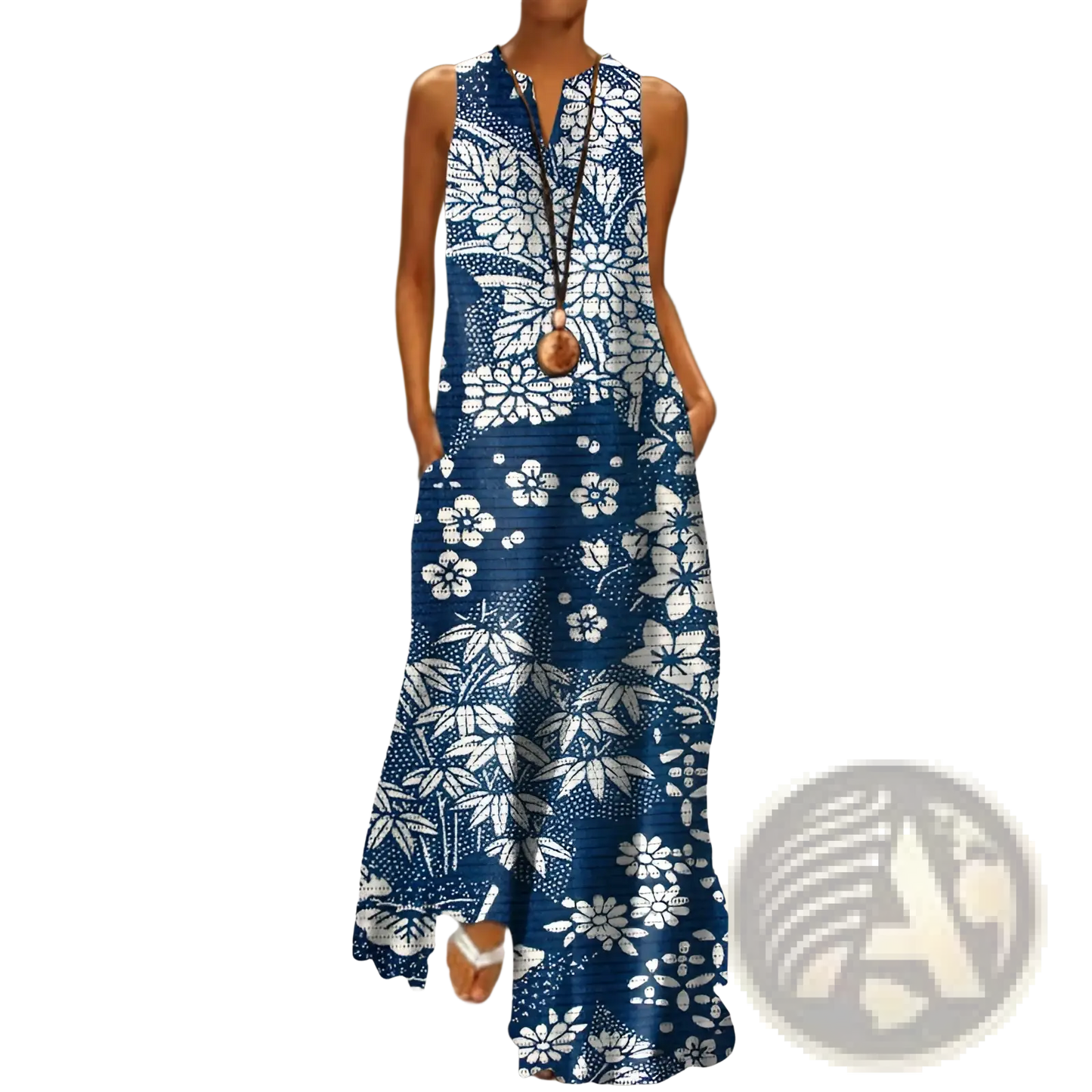 Elegant Floral Lace Appliqué Sleeveless Maxi Dress