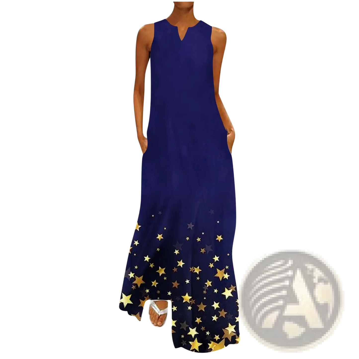 Elegant Floral Lace Appliqué Sleeveless Maxi Dress