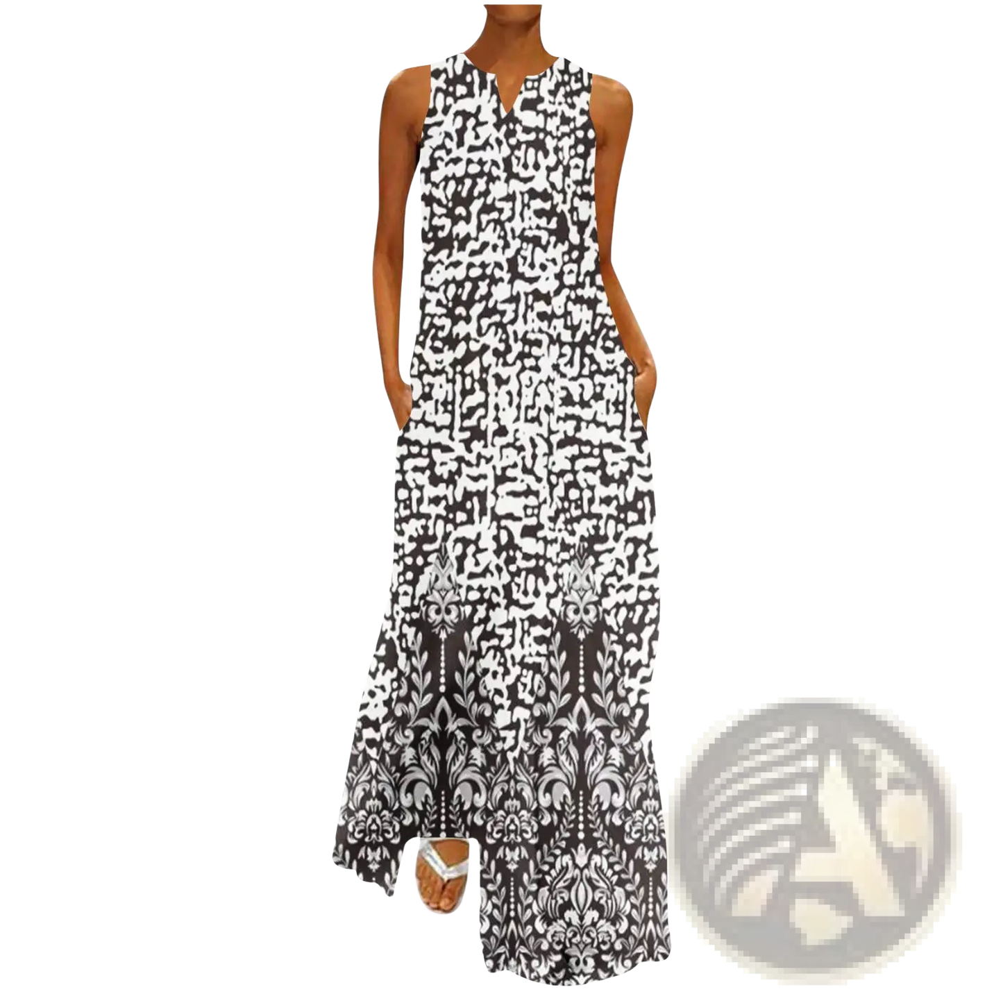 Elegant Floral Lace Appliqué Sleeveless Maxi Dress