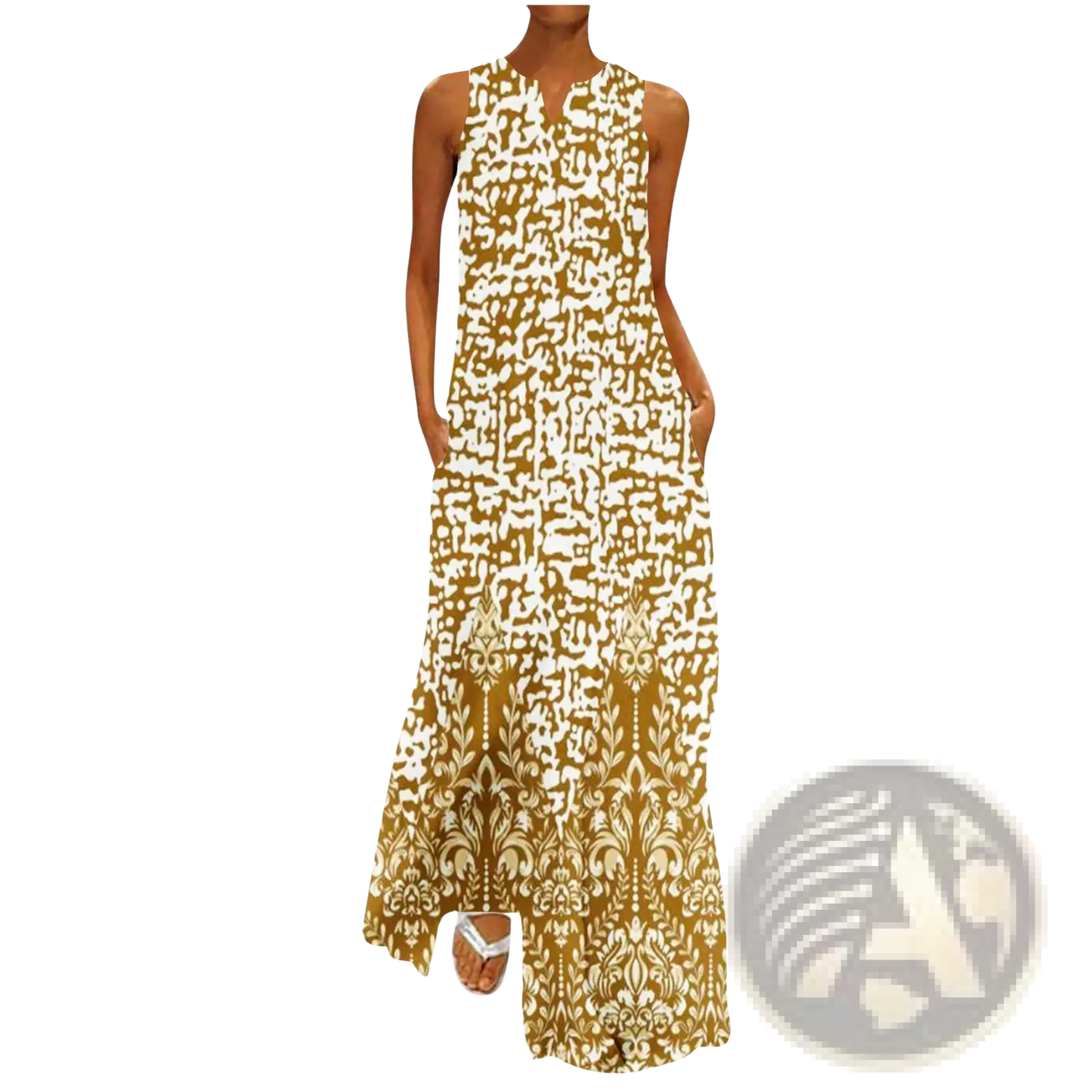 Elegant Floral Lace Appliqué Sleeveless Maxi Dress