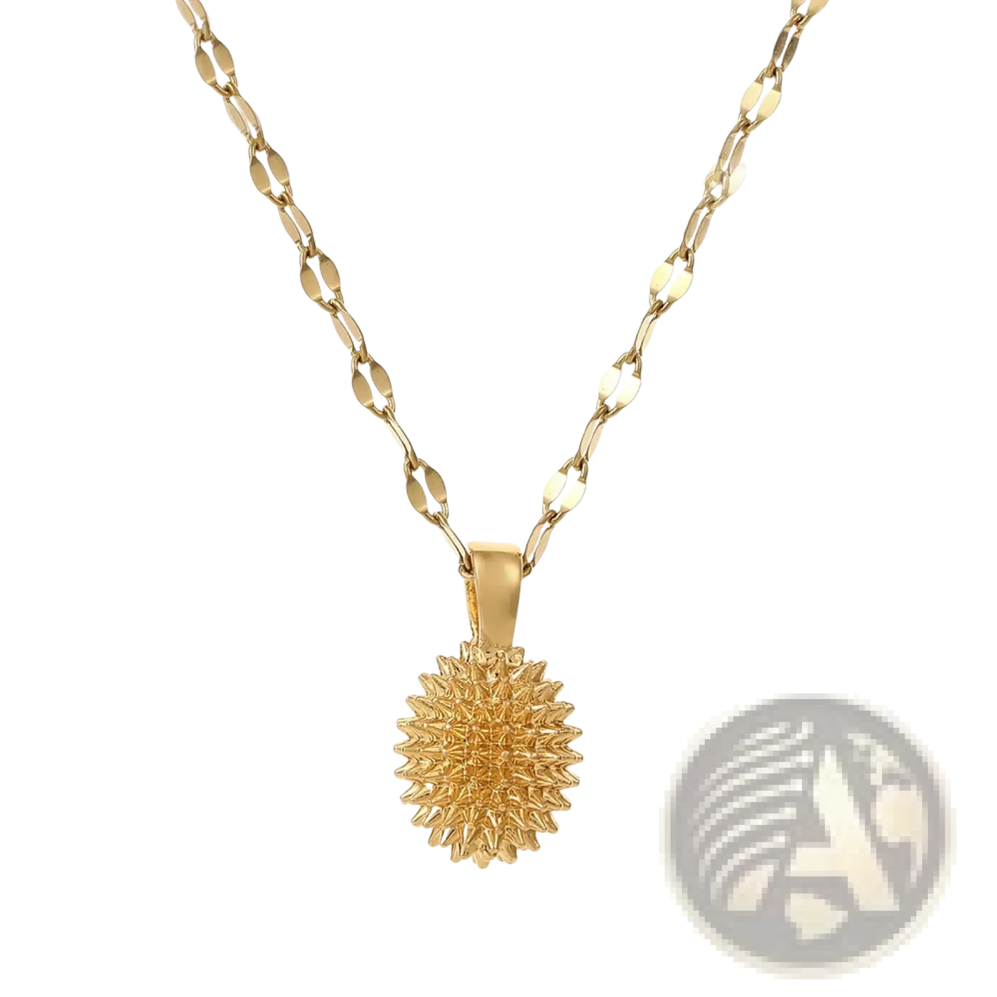 Elegant Gold Sunburst Durian Pendant Necklace