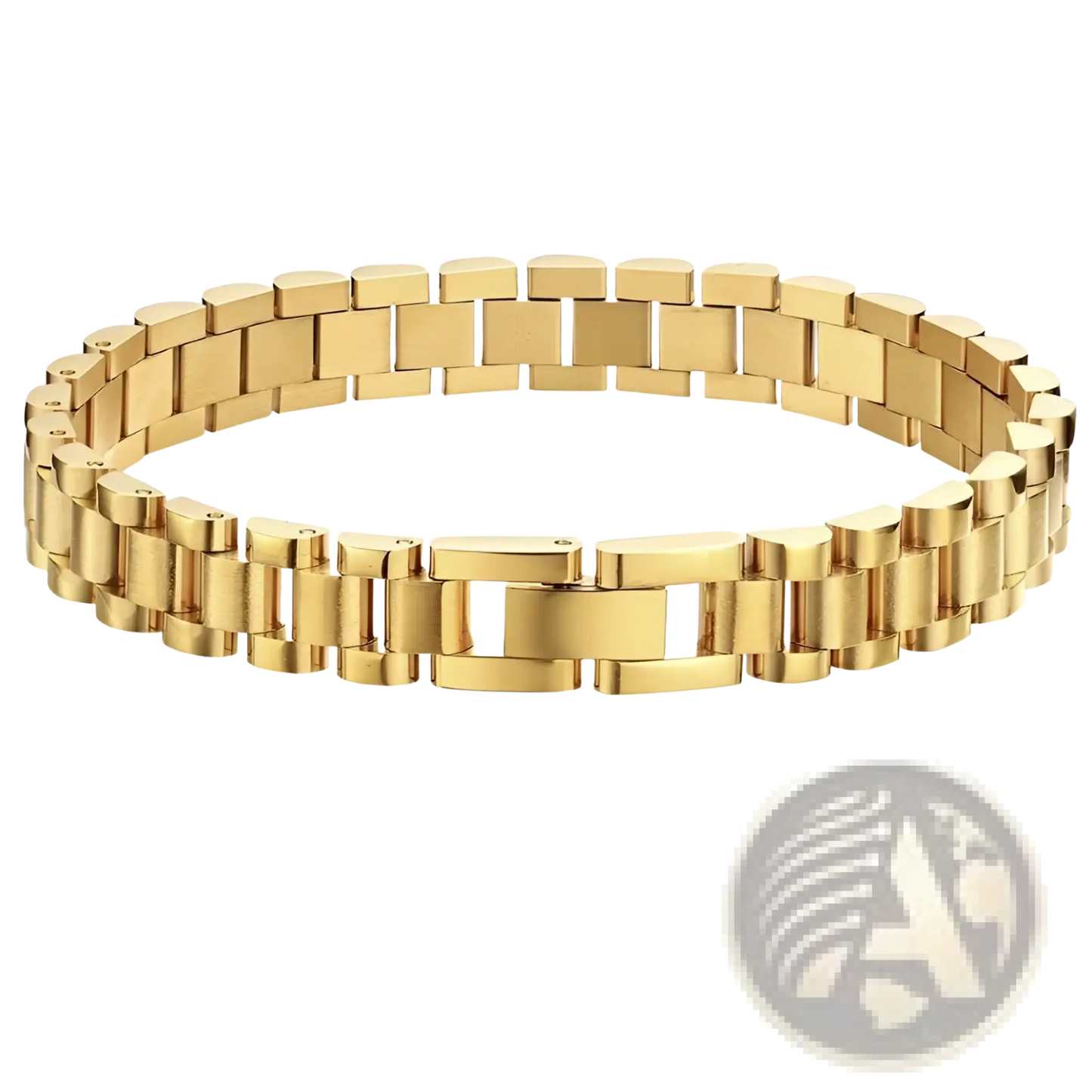 Elegant Gold Titanium Link Bracelet with Pearl Accents