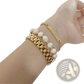 Elegant Gold Titanium Link Bracelet with Pearl Accents