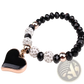 Elegant Heart Charm Beaded Elastic Bracelet Set