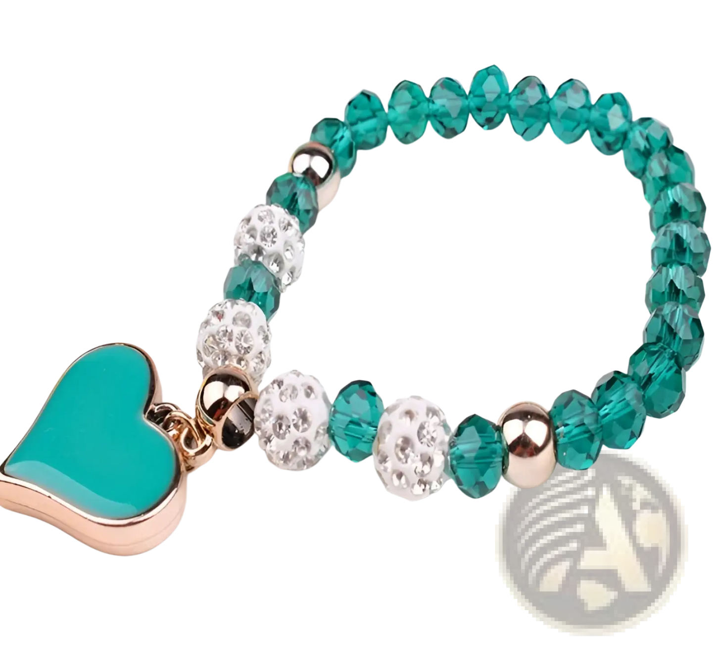 Elegant Heart Charm Beaded Elastic Bracelet Set
