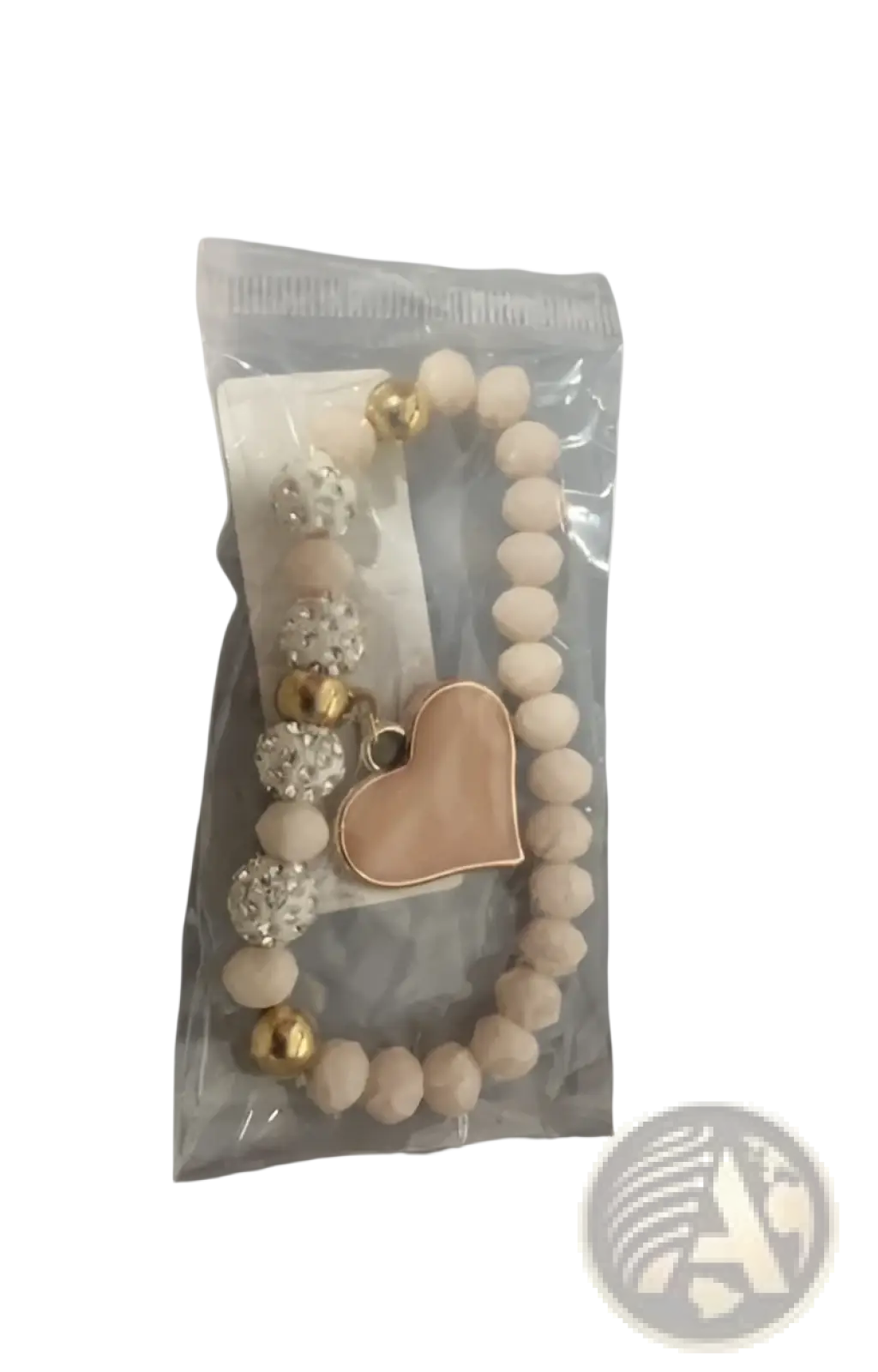 Elegant Heart Charm Beaded Elastic Bracelet Set
