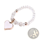 Elegant Heart Charm Beaded Elastic Bracelet Set