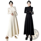 Elegant High Neck Long Sleeve Knit Midi Dress