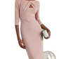 Elegant Knotted Neckline Slimming Midi Dress