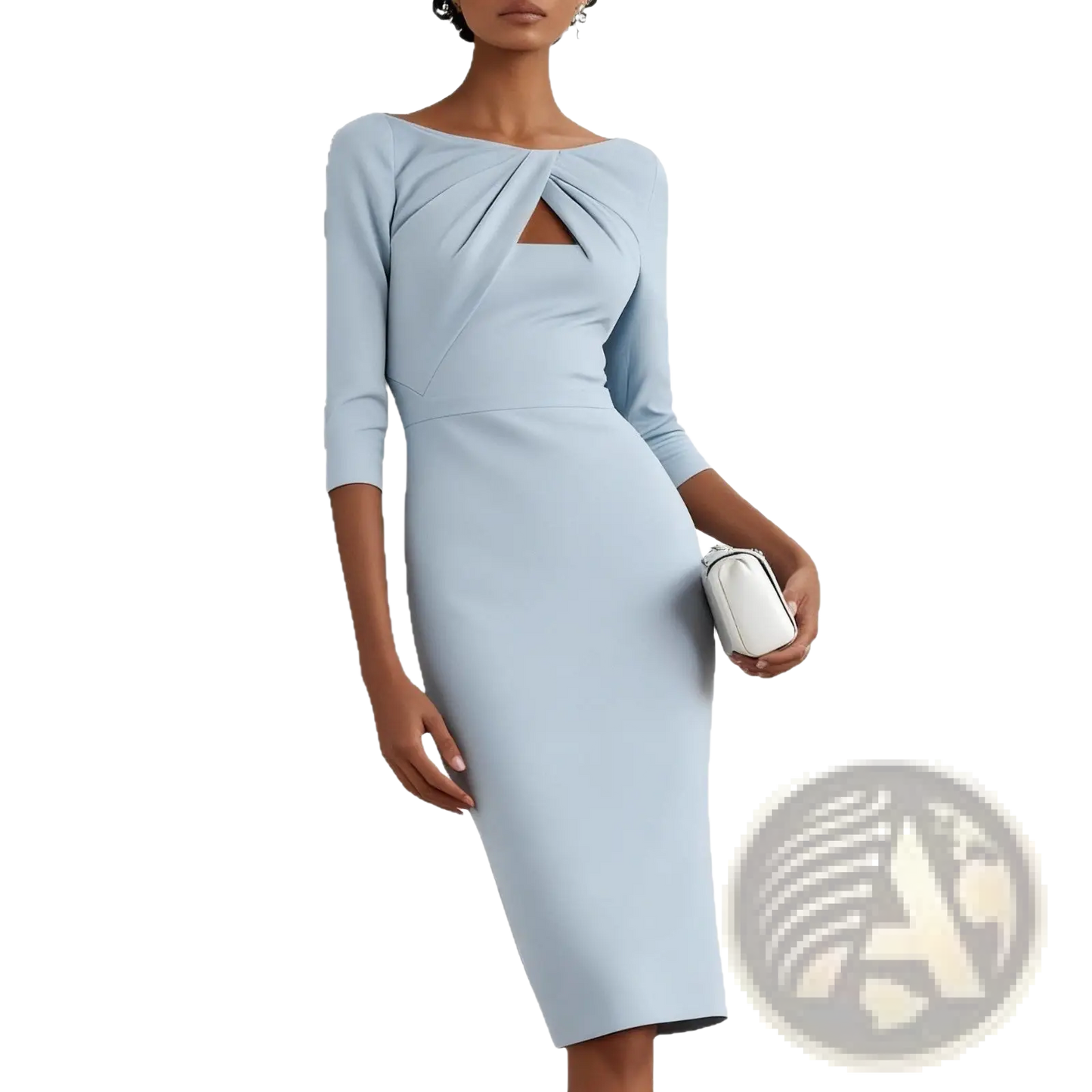 Elegant Knotted Neckline Slimming Midi Dress