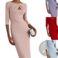 Elegant Knotted Neckline Slimming Midi Dress