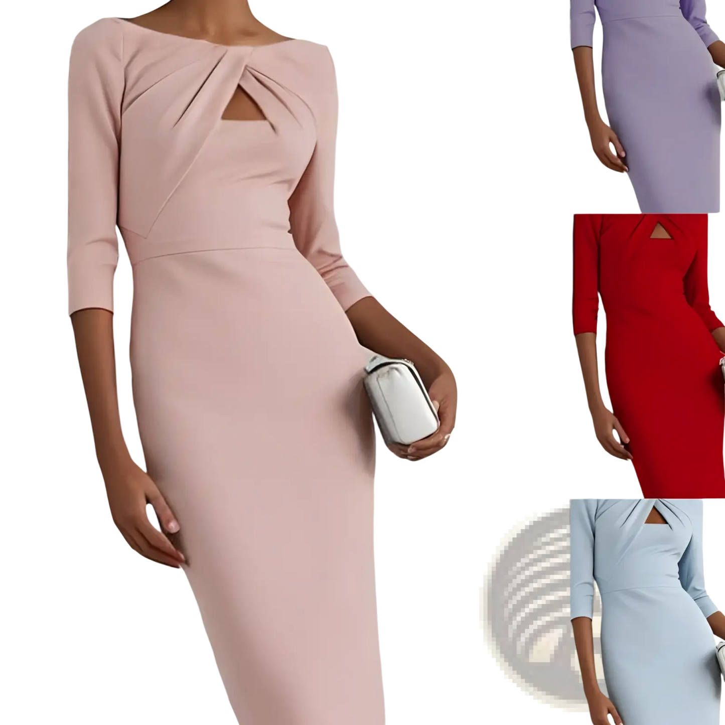Elegant Knotted Neckline Slimming Midi Dress
