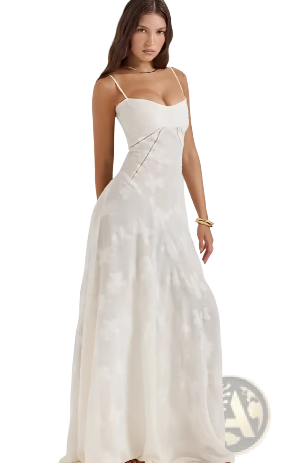 Elegant Lace Embroidery Spaghetti Strap Maxi Dress
