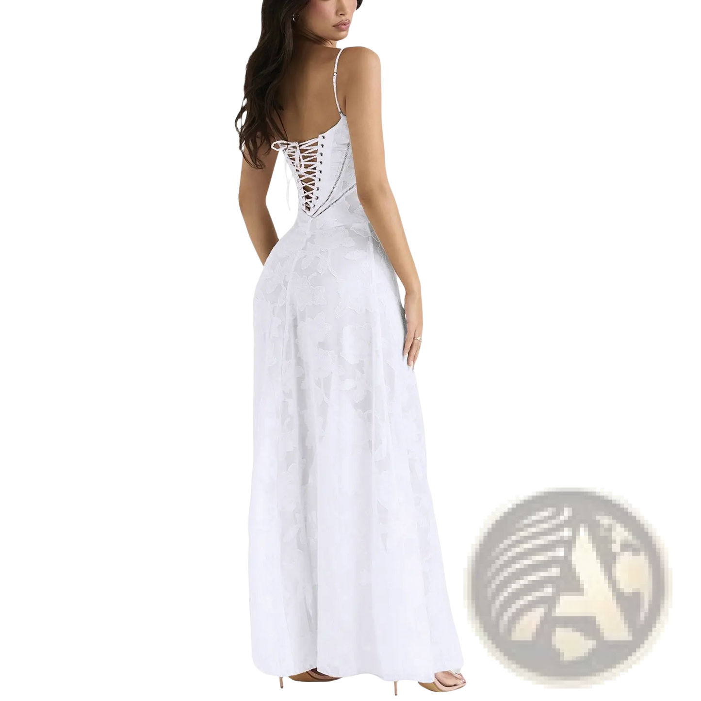 Elegant Lace Embroidery Spaghetti Strap Maxi Dress