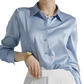 Elegant Long Sleeve Satin Button Down Silk Blouse