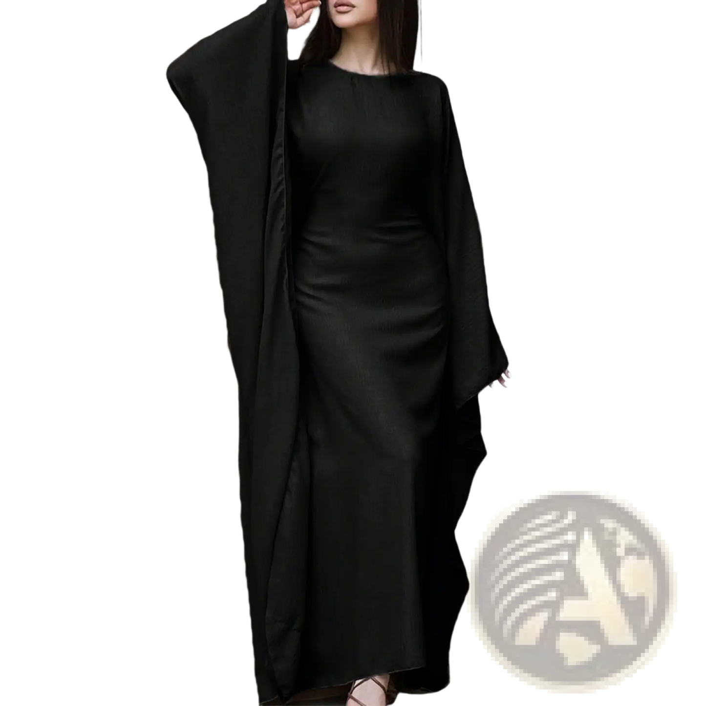 Elegant Long Sleeve Satin Maxi Dress with Ruffled Hem