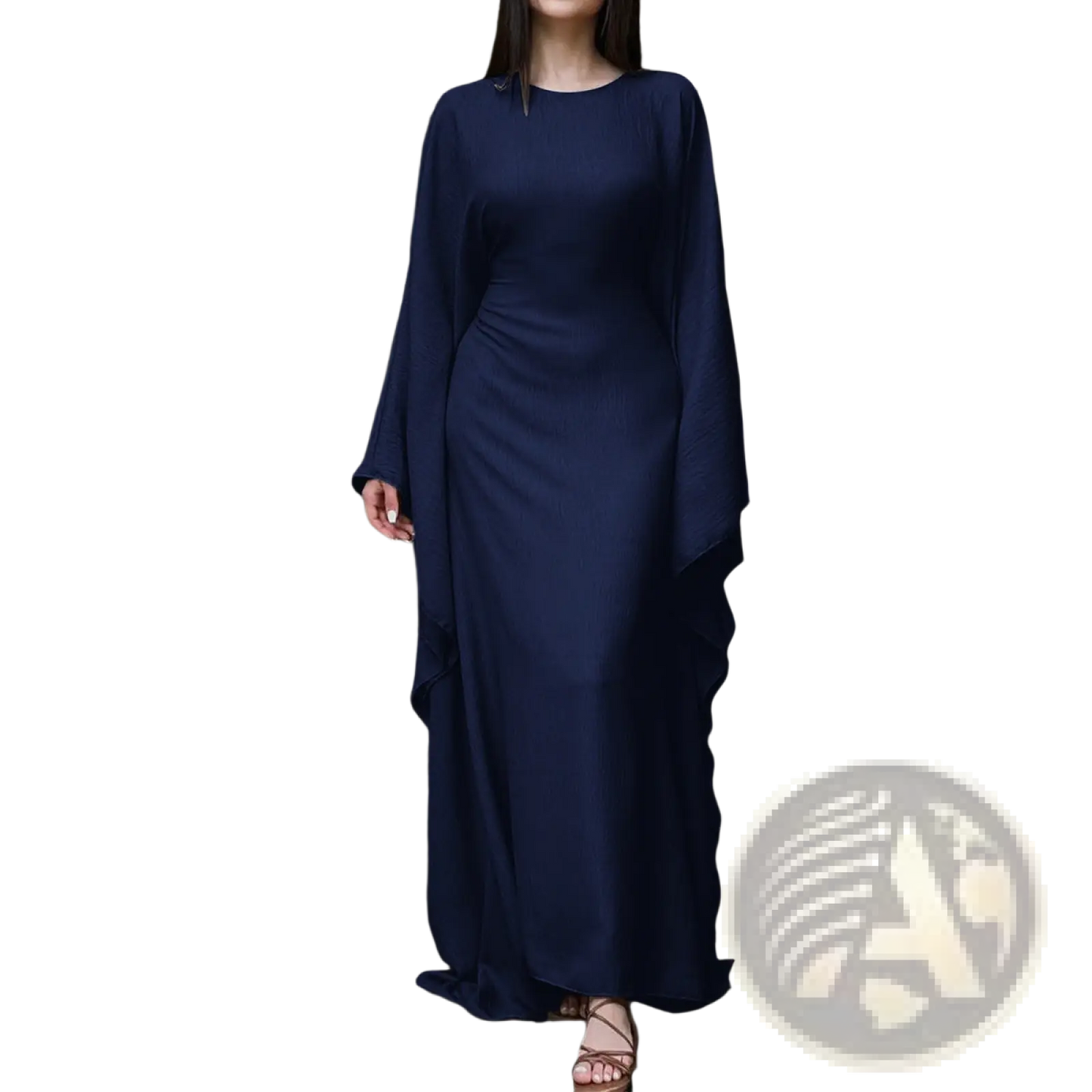 Elegant Long Sleeve Satin Maxi Dress with Ruffled Hem