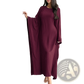 Elegant Long Sleeve Satin Maxi Dress with Ruffled Hem