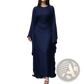 Elegant Long Sleeve Satin Maxi Dress with Ruffled Hem