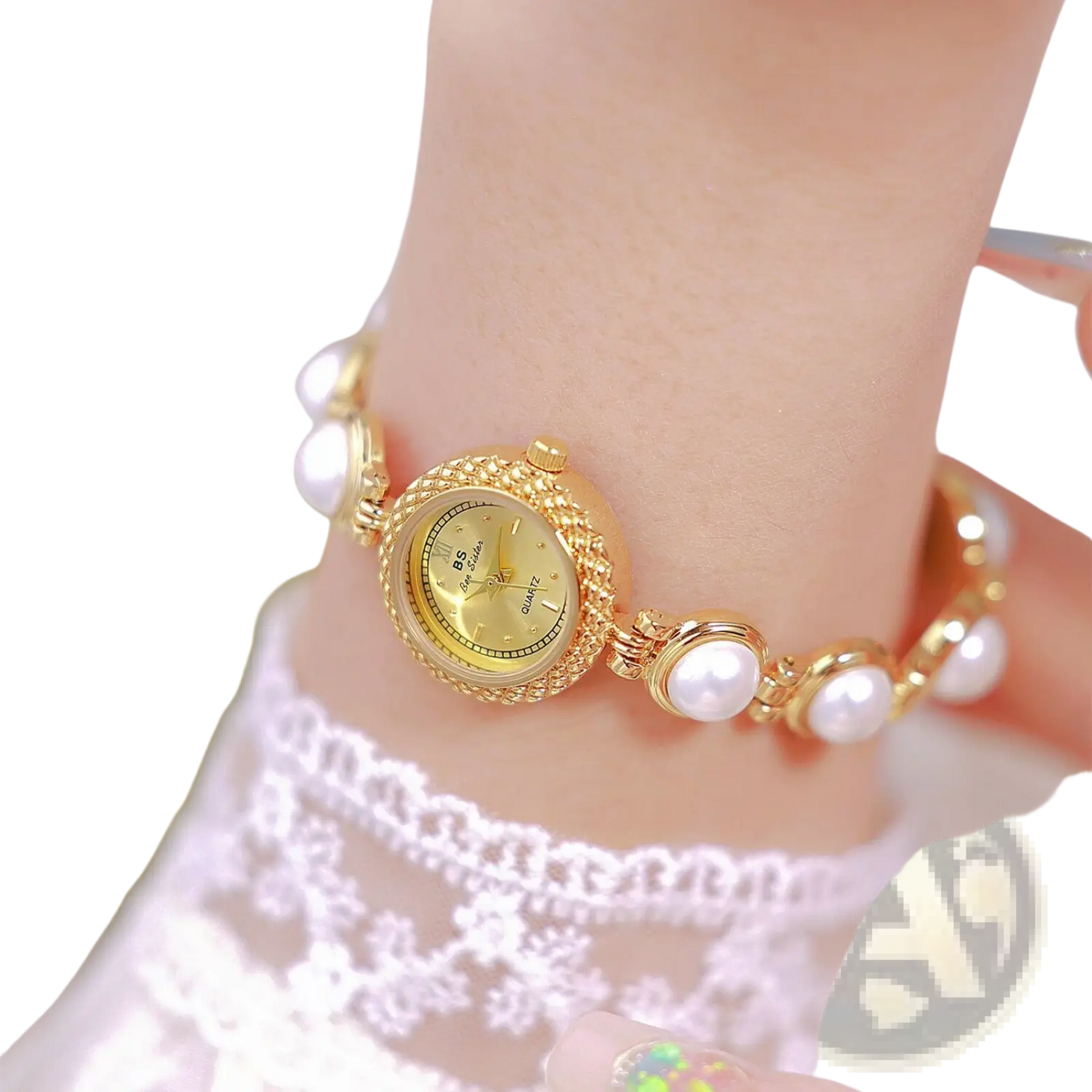 Elegant Pearl Bracelet Quartz Watch for Women