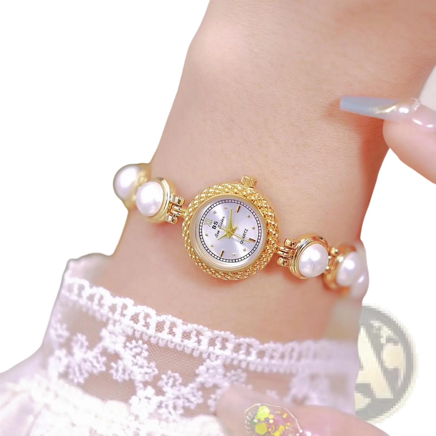 Elegant Pearl Bracelet Quartz Watch for Women