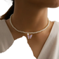 Elegant Pearl Butterfly Charm Choker Necklace