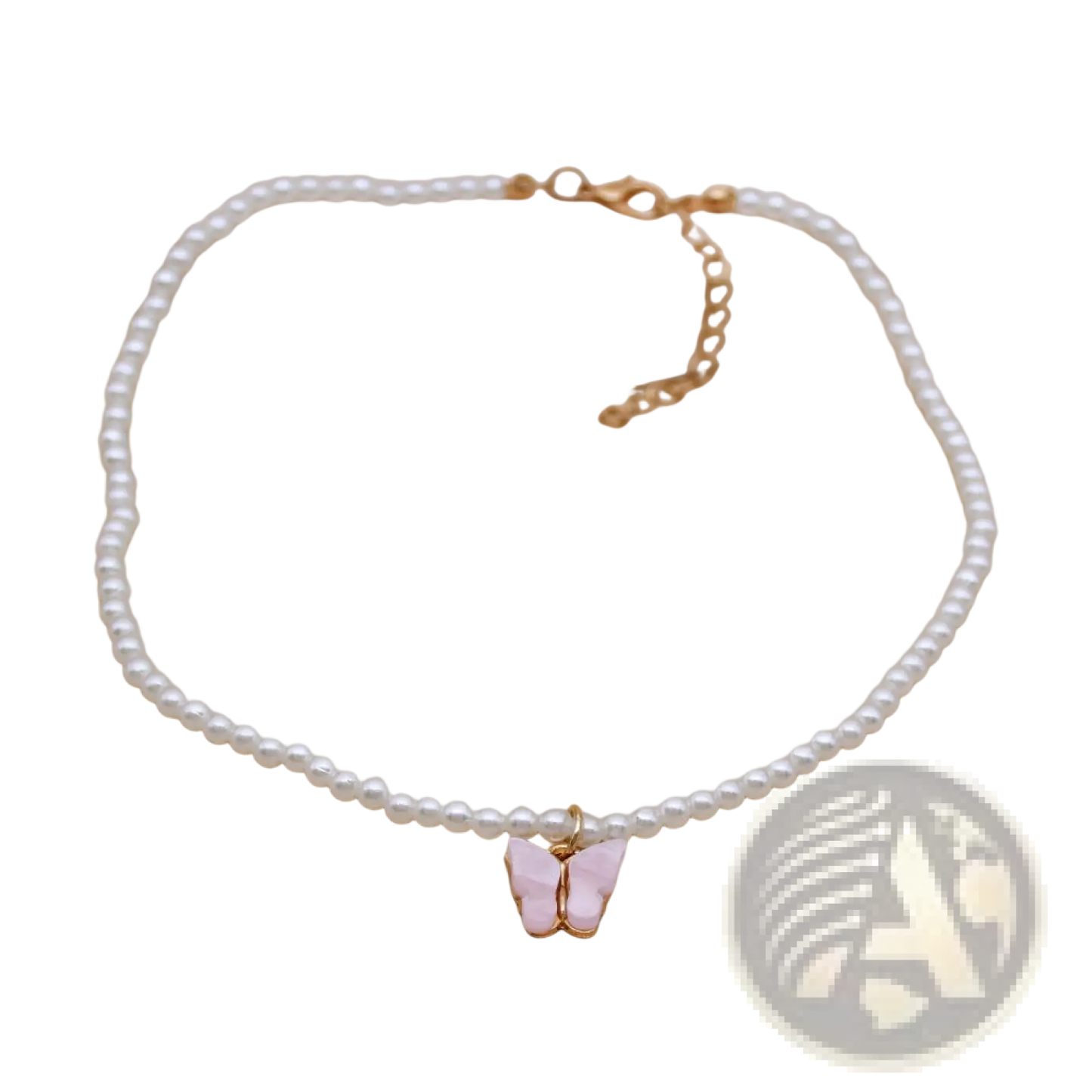 Elegant Pearl Butterfly Charm Choker Necklace
