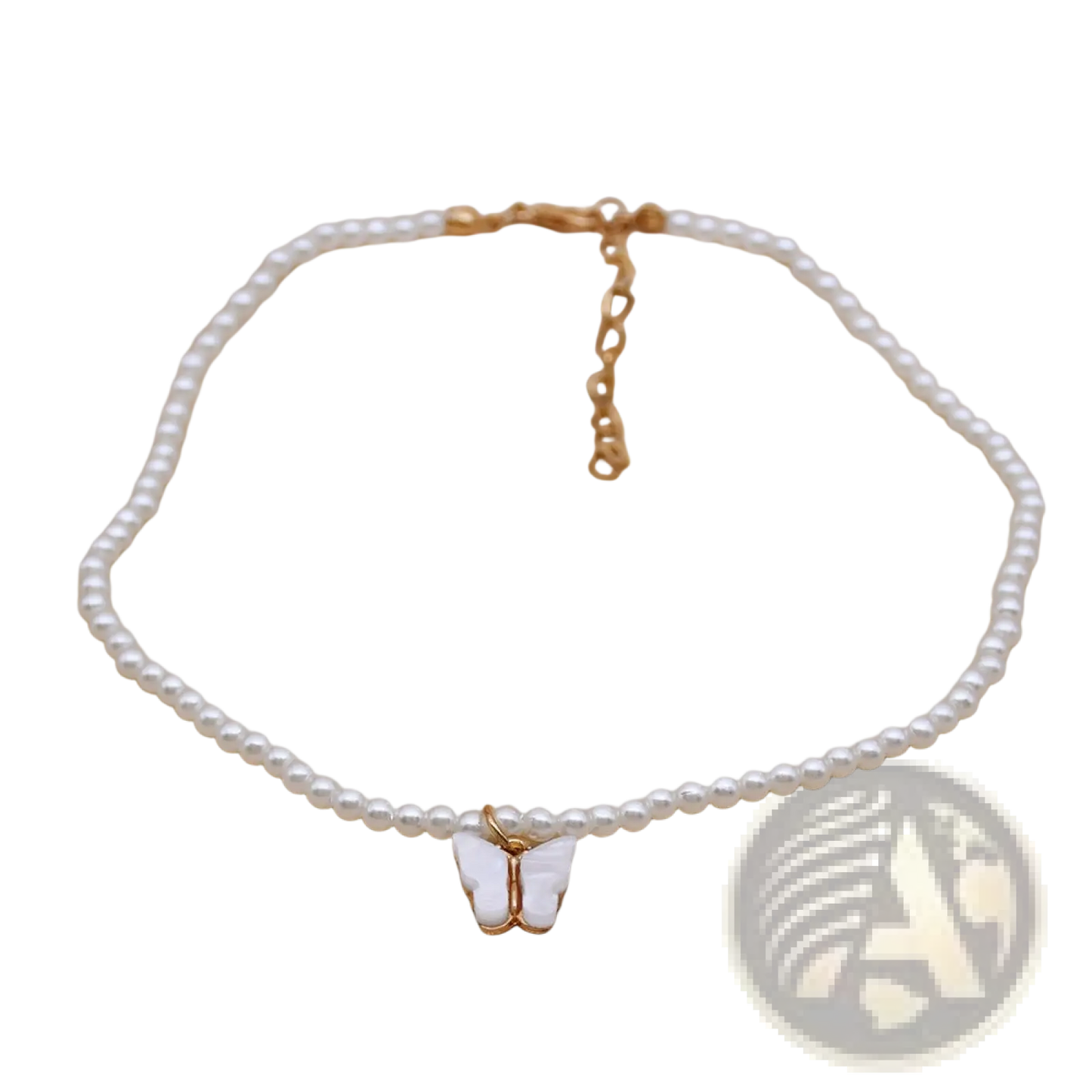 Elegant Pearl Butterfly Charm Choker Necklace