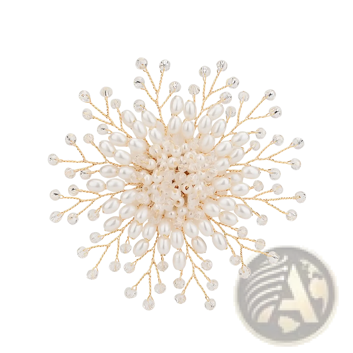 Elegant Pearl and Crystal Floral Brooch Accessory