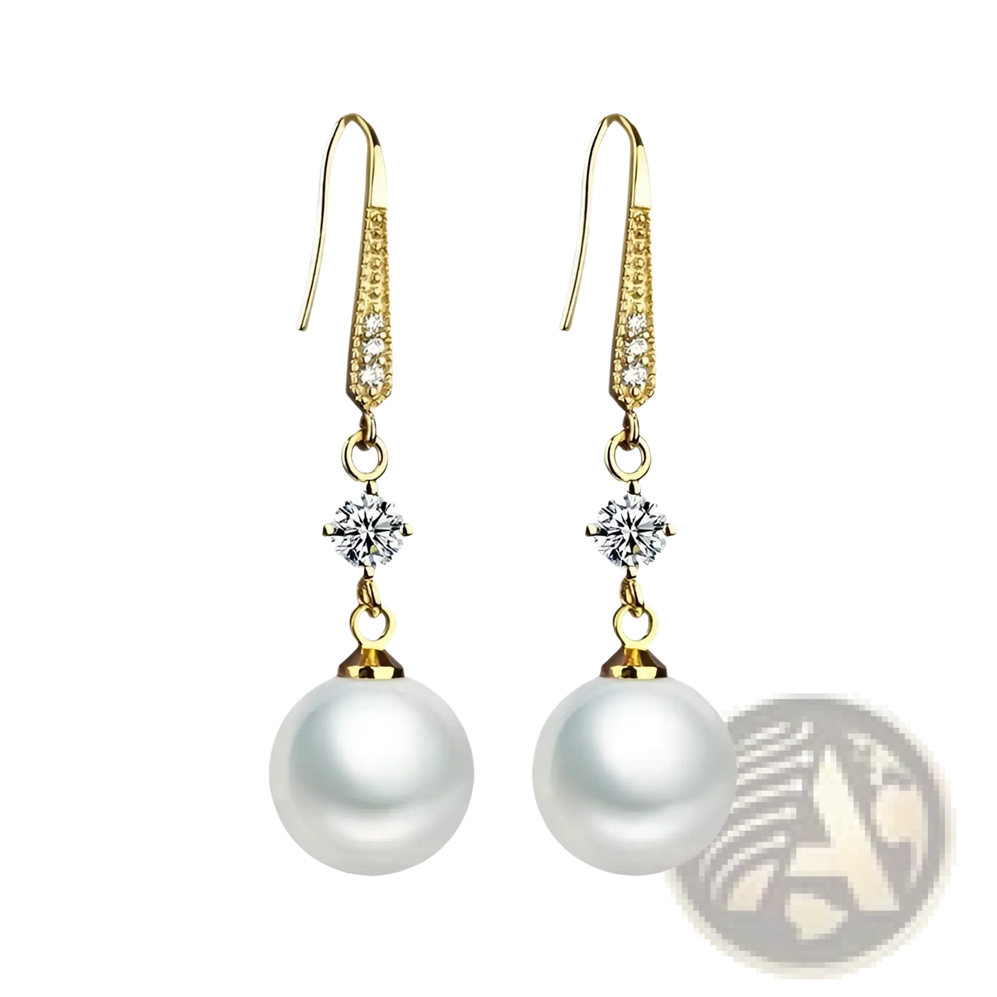 Elegant Pearl and Pave Diamond Drop Earrings