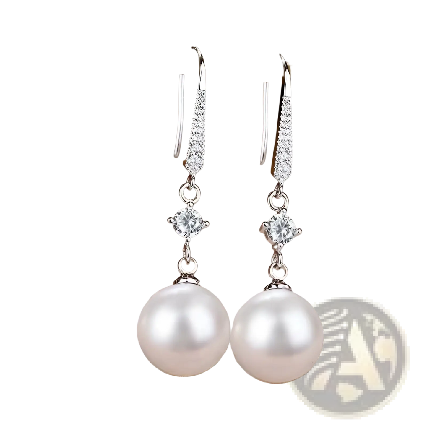 Elegant Pearl and Pave Diamond Drop Earrings