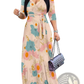 Elegant Printed Three Quarter Sleeve Maxi Dress