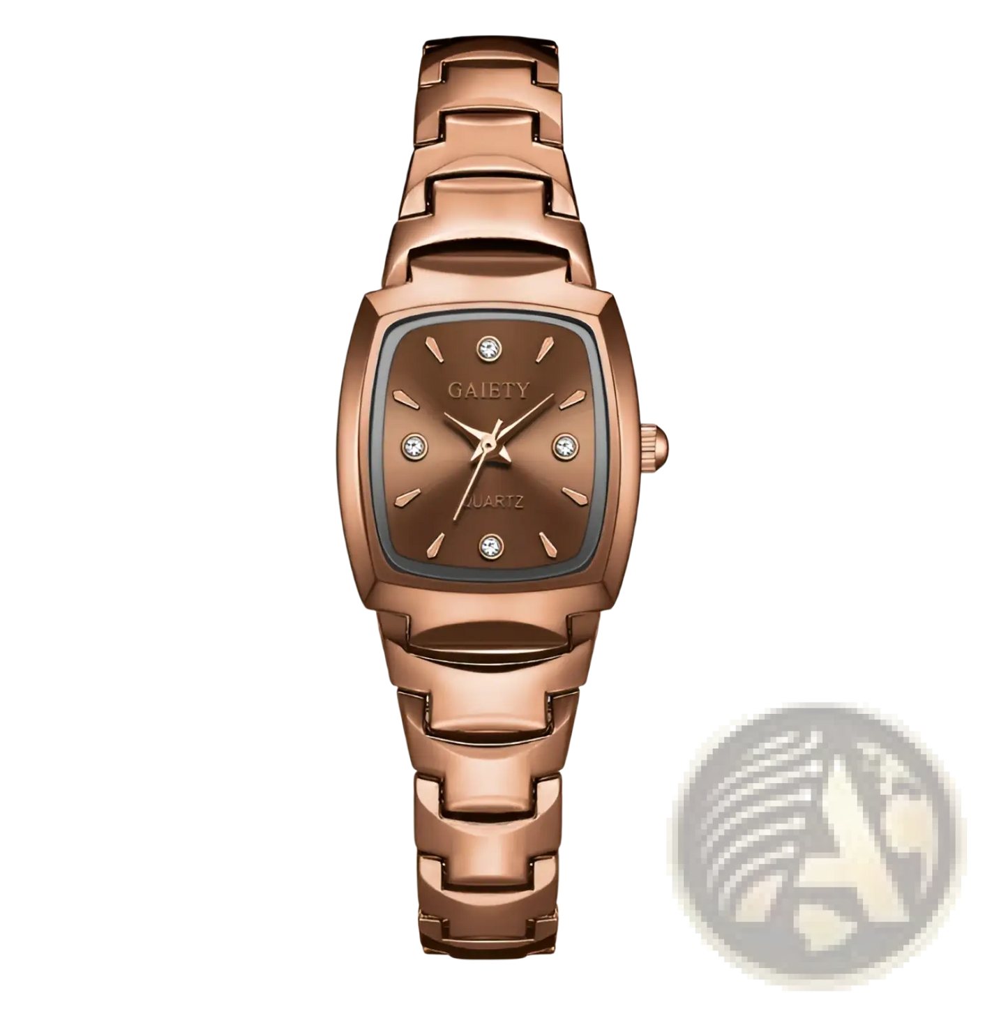 Elegant Rectangular Quartz Watch with Diamond Accents